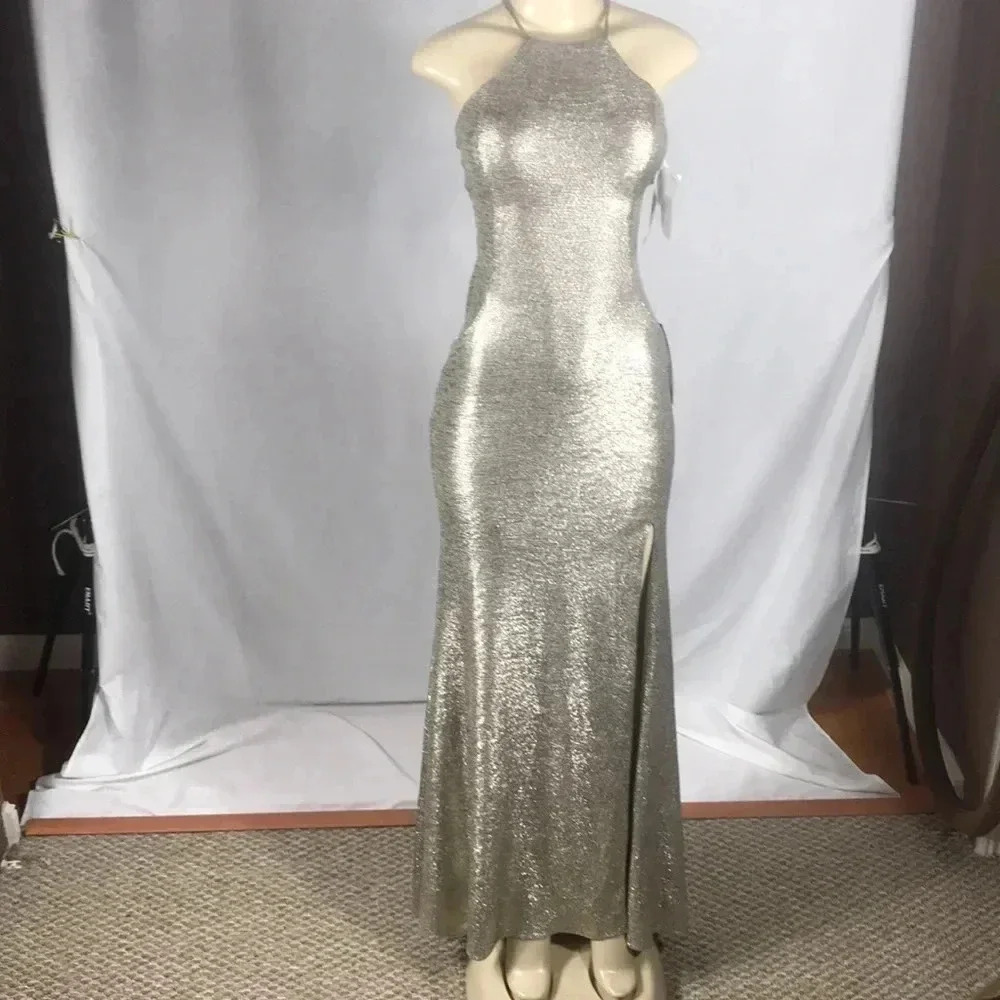 Blondie Nites Size 3 By Stacy Sklar Strappy-Back Light Gold Gown.New With Tags